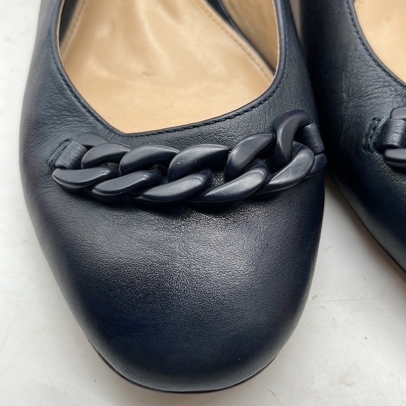 Lauren Ralph Lauren Jacksen Navy Blue Leather Pumps with chain accent Sz 10B. - Picture 3 of 11